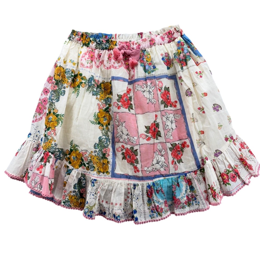 Zimmermann Girls Floral Patchwork Ruffle Skirt Size‎ 12 Cottagecore Boho Luxury